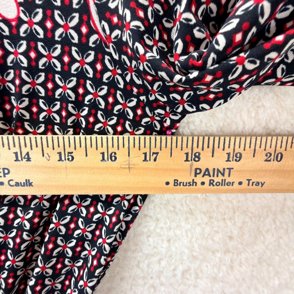 Max Studio Women Midi Dress S Red Black Geometric Print 3/4 Sleeve Elastic Waist - Picture 3 of 9